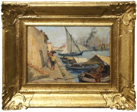 Giovanni Malesci — Barche pozzolane nel porto di Livorno